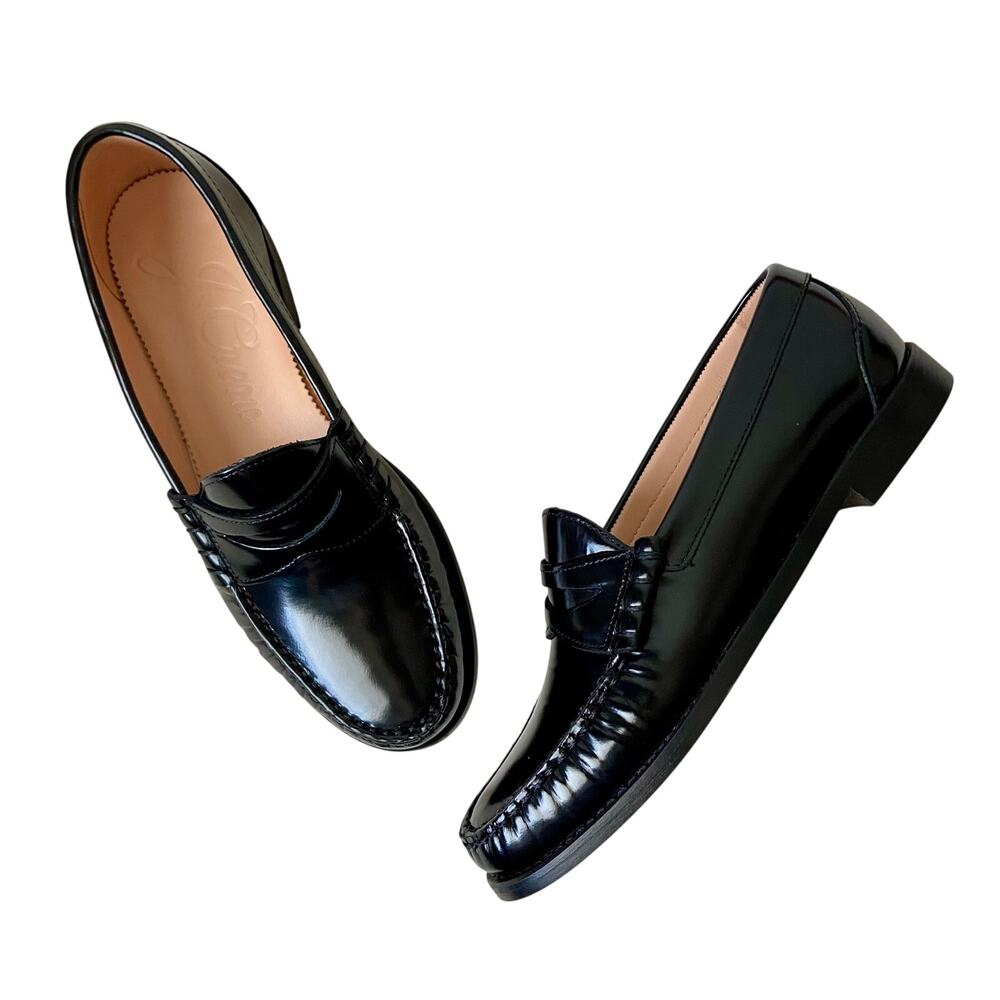 J.Crew Winona Black Patent Leather Penny Loafers